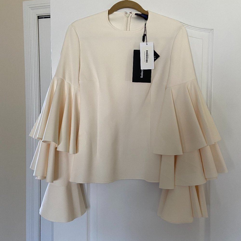 Solace London NWT Ruba Ruffle LS Top Size UK 10 / US 6